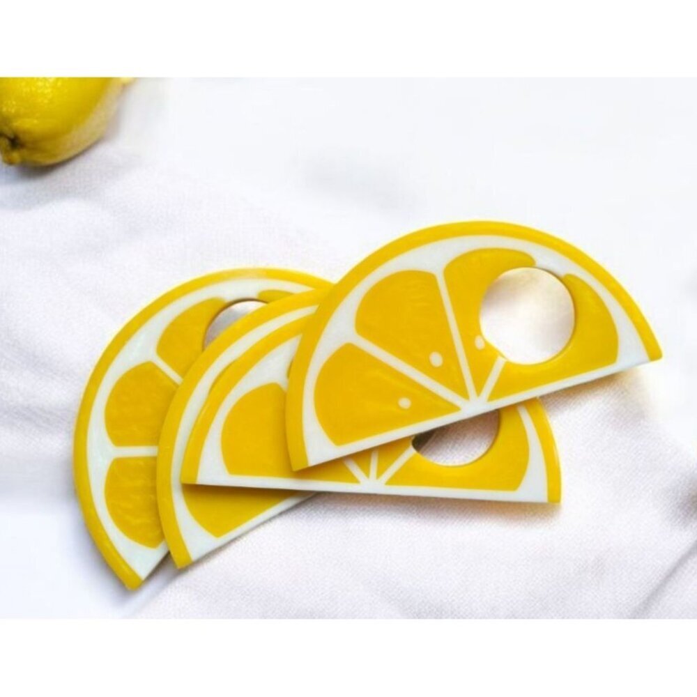 New Lrage Modern Set Of 4 Tropical Yellow Lemon Slice Napkin Rings Party BBQ